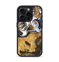 iPhone 15 Pro Wood+Resin Phone Case - Marisol (Teal & Gold, 720145)