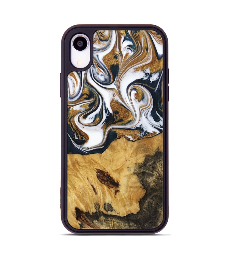 iPhone Xr Wood+Resin Phone Case - Marisol (Teal & Gold, 720145)