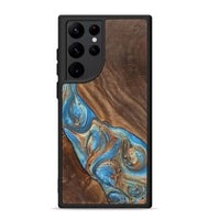 Galaxy S22 Ultra Wood+Resin Phone Case - Carole (Teal & Gold, 720146)