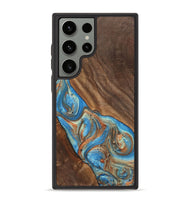 Galaxy S23 Ultra Wood+Resin Phone Case - Carole (Teal & Gold, 720146)