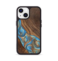 iPhone 13 Wood+Resin Phone Case - Carole (Teal & Gold, 720146)