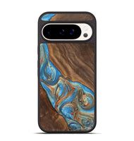 Pixel 9 Pro Wood+Resin Phone Case - Carole (Teal & Gold, 720146)