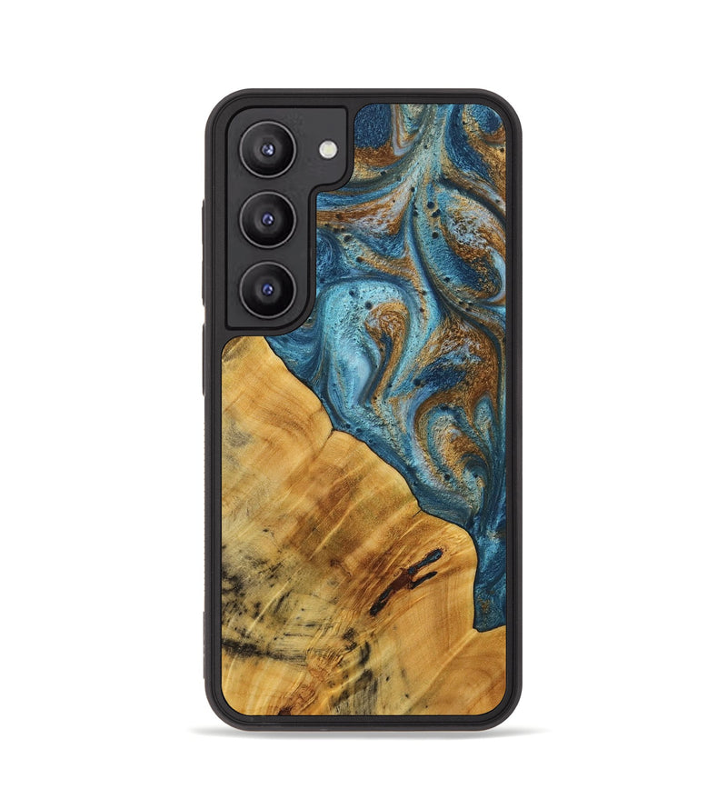 Galaxy S23 Wood+Resin Phone Case - Aubrey (Teal & Gold, 720151)