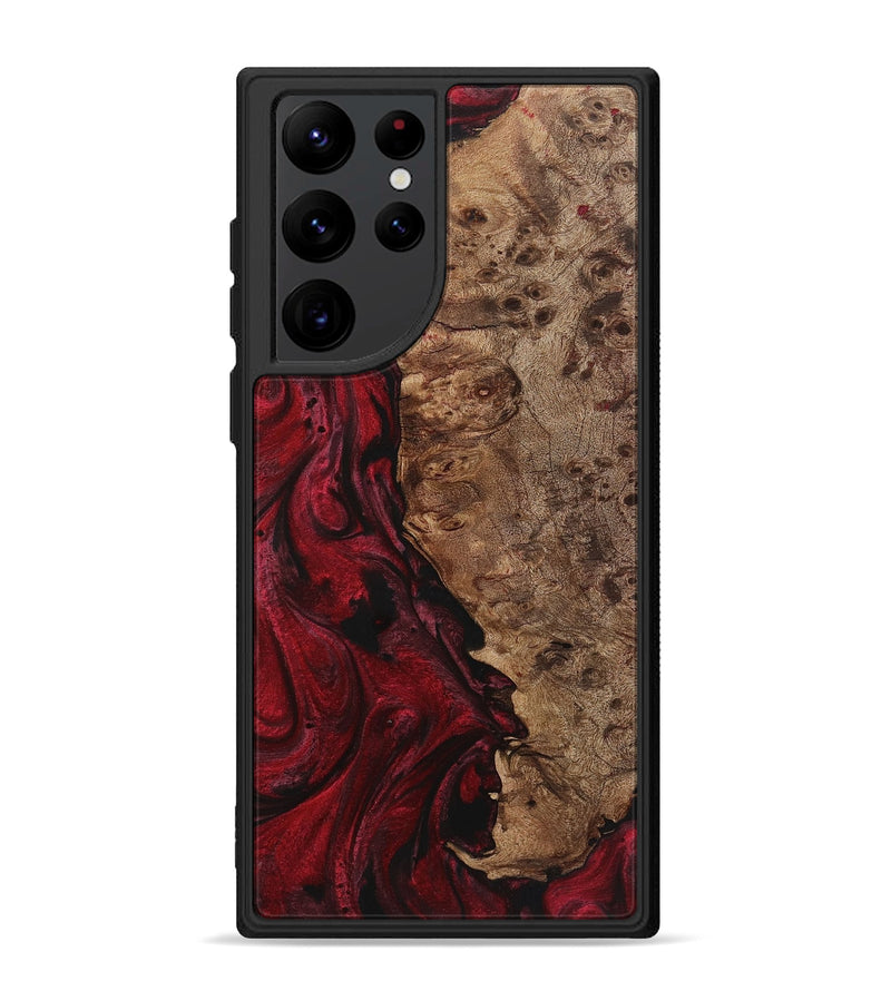 Galaxy S22 Ultra Wood+Resin Phone Case - Traci (Red, 720158)