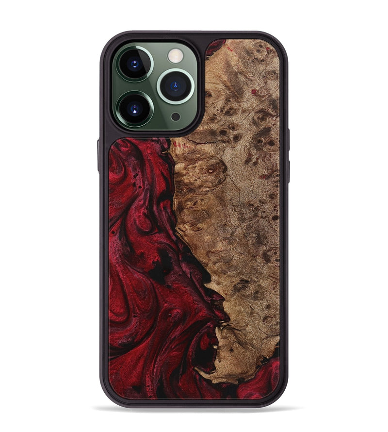 iPhone 13 Pro Max Wood+Resin Phone Case - Traci (Red, 720158)