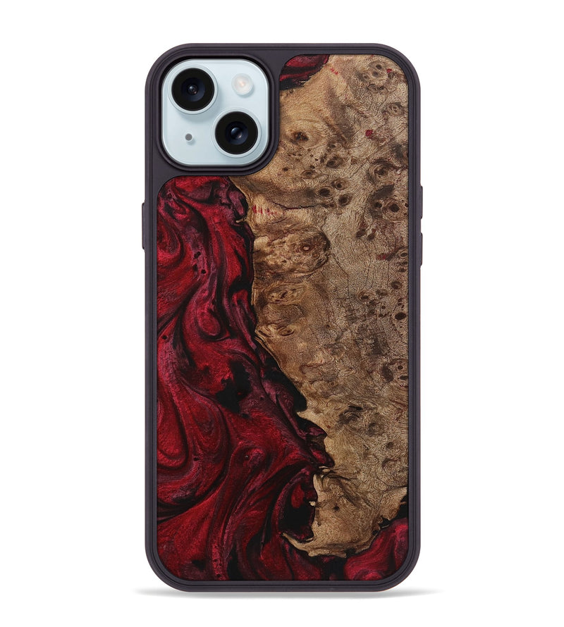 iPhone 15 Plus Wood+Resin Phone Case - Traci (Red, 720158)