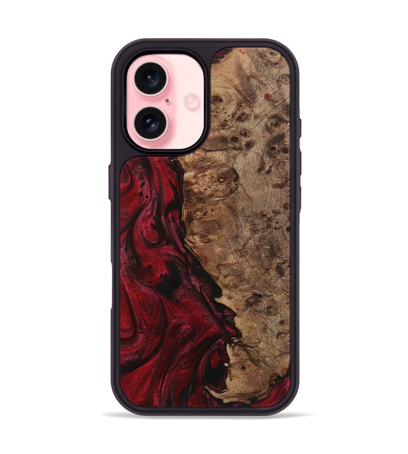 iPhone 16 Wood+Resin Phone Case - Traci (Red, 720158)