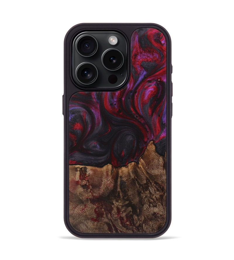 iPhone 15 Pro Wood+Resin Phone Case - Leticia (Red, 720163)