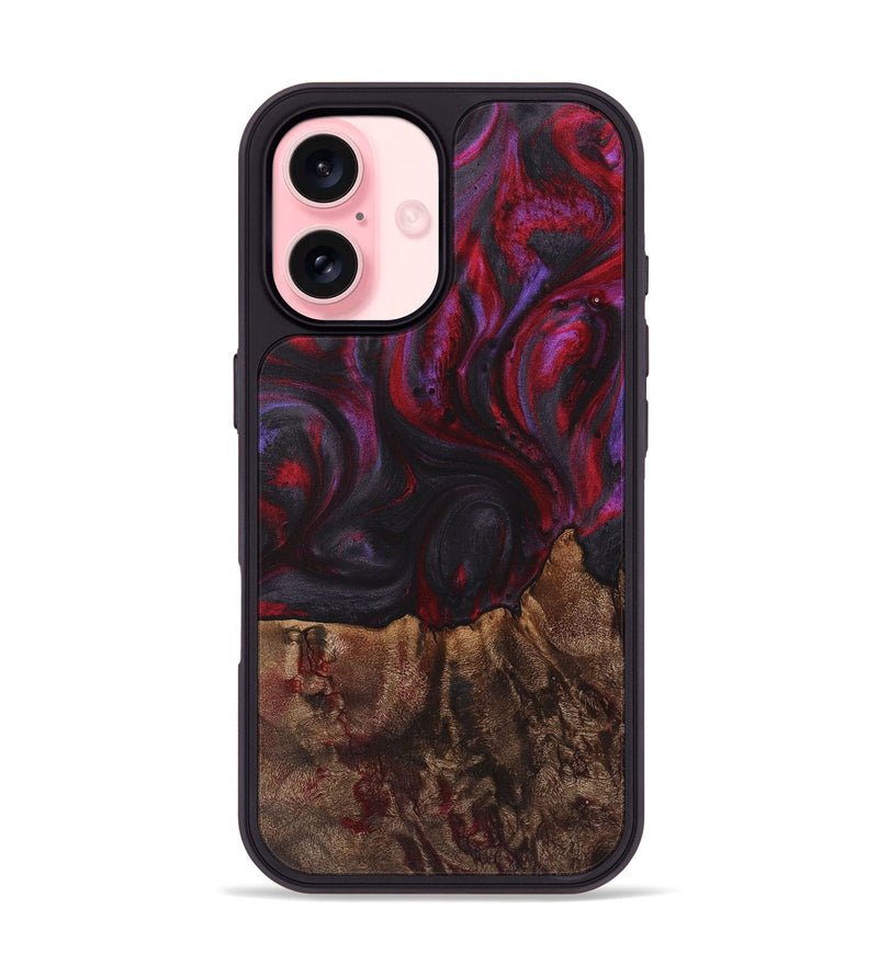 iPhone 16 Wood+Resin Phone Case - Leticia (Red, 720163)