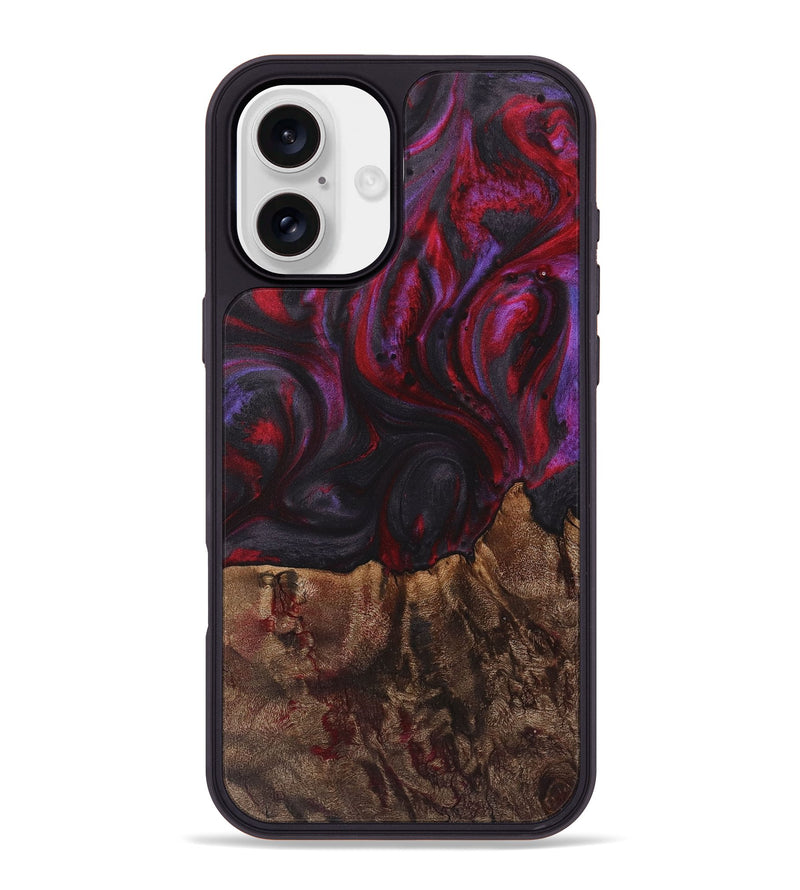 iPhone 16 Plus Wood+Resin Phone Case - Leticia (Red, 720163)