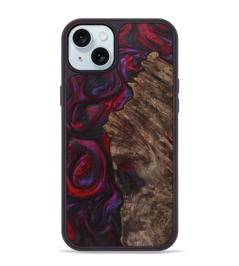 iPhone 15 Plus Wood+Resin Phone Case - Andrew (Red, 720164)