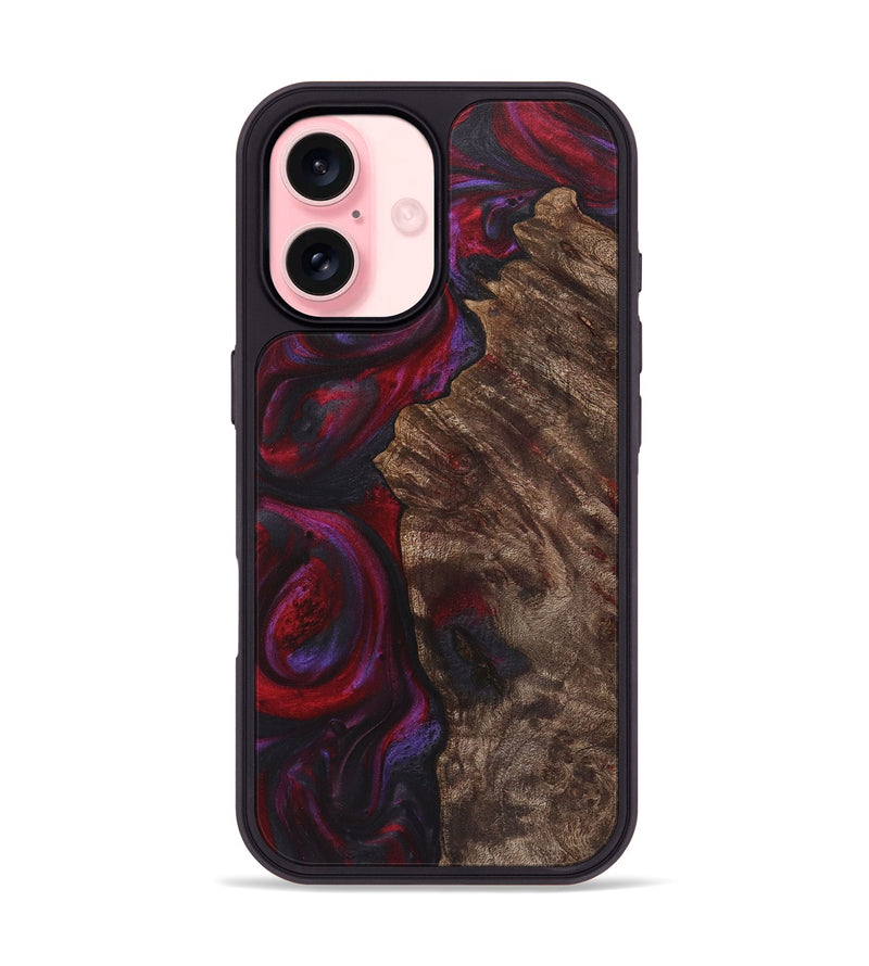 iPhone 16 Wood+Resin Phone Case - Andrew (Red, 720164)