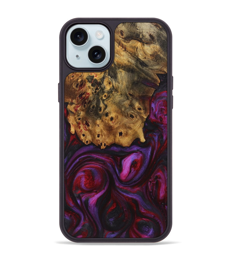 iPhone 15 Plus Wood+Resin Phone Case - Miranda (Red, 720166)