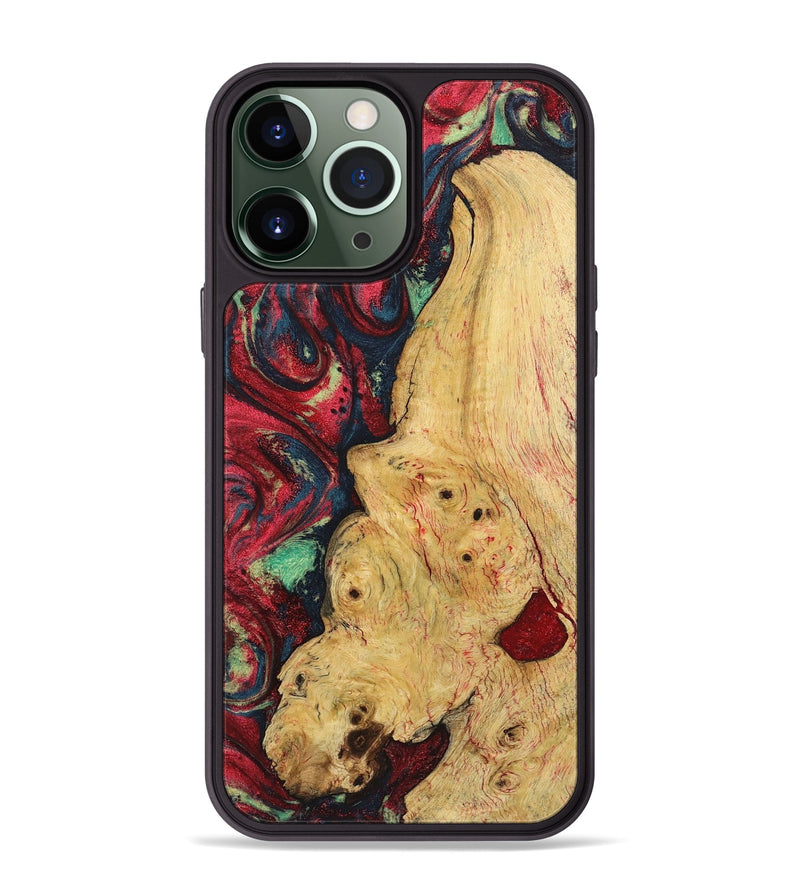 iPhone 13 Pro Max Wood+Resin Phone Case - Earl (Red, 720169)