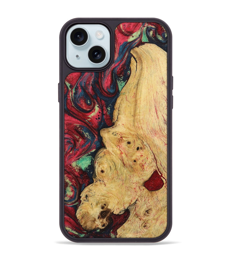 iPhone 15 Plus Wood+Resin Phone Case - Earl (Red, 720169)