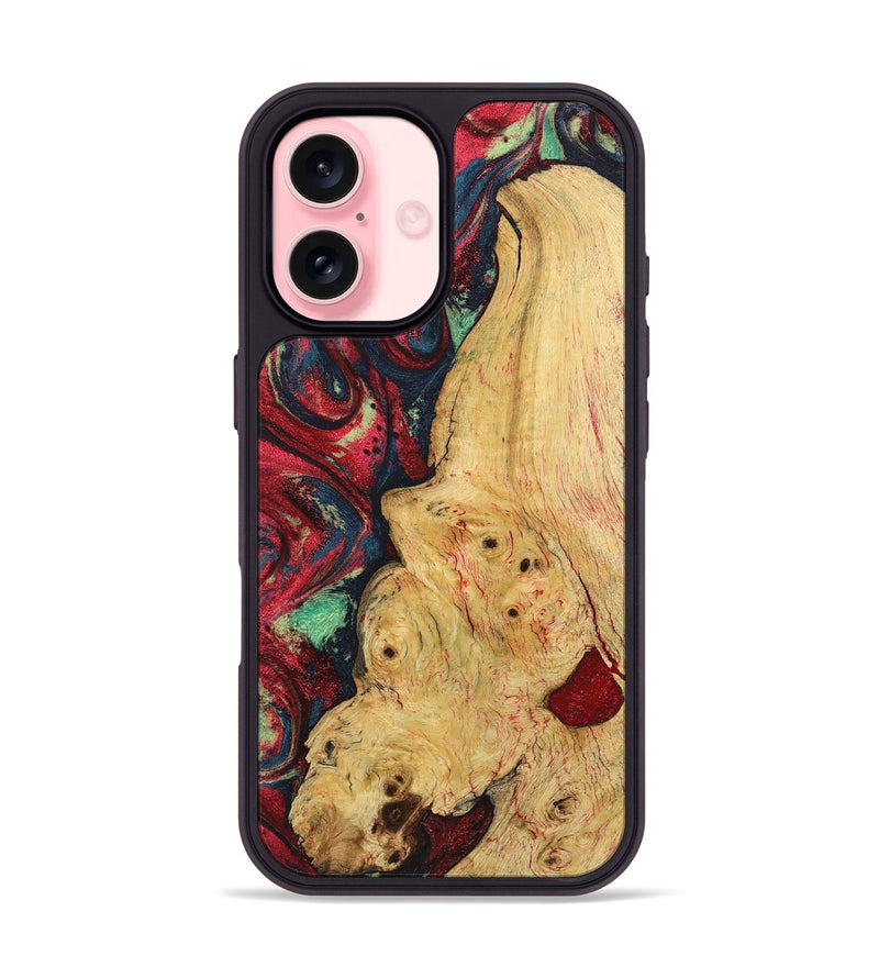 iPhone 16 Wood+Resin Phone Case - Earl (Red, 720169)