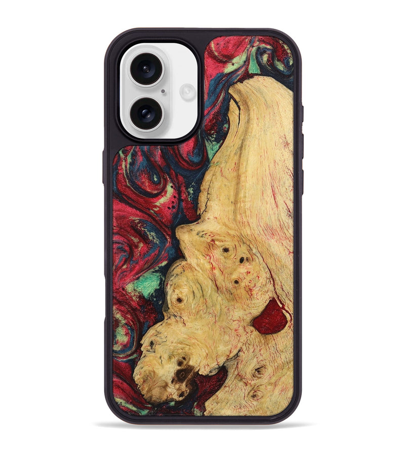 iPhone 16 Plus Wood+Resin Phone Case - Earl (Red, 720169)