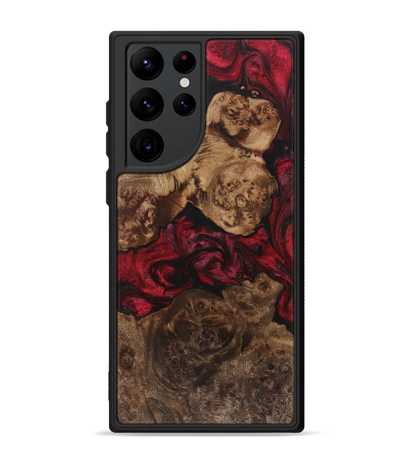 Galaxy S22 Ultra Wood+Resin Phone Case - Leonel (Red, 720171)