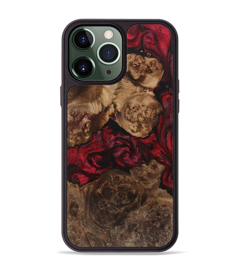 iPhone 13 Pro Max Wood+Resin Phone Case - Leonel (Red, 720171)