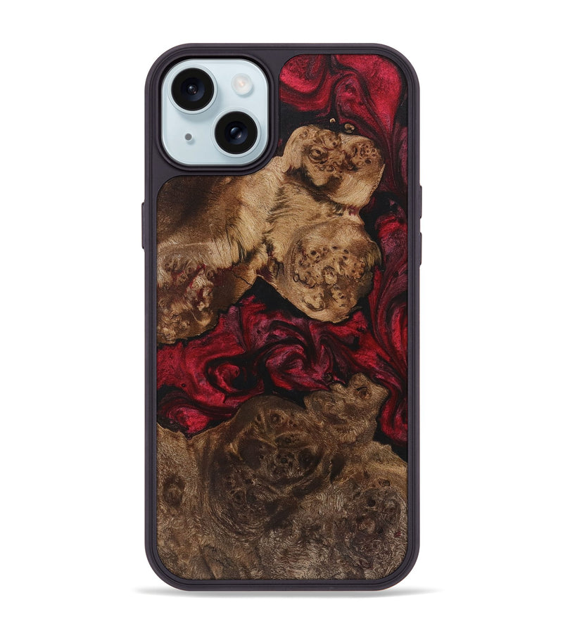 iPhone 15 Plus Wood+Resin Phone Case - Leonel (Red, 720171)