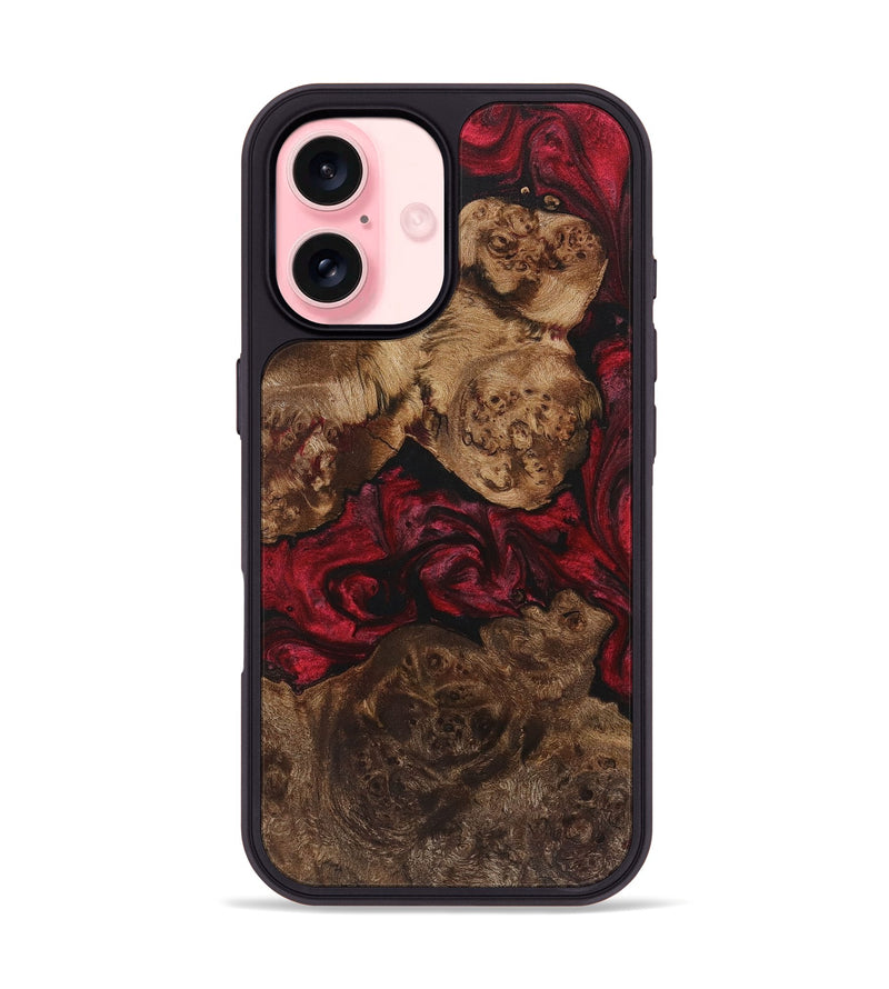 iPhone 16 Wood+Resin Phone Case - Leonel (Red, 720171)