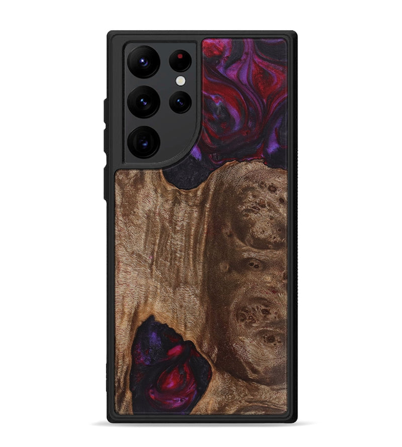 Galaxy S22 Ultra Wood+Resin Phone Case - Bruce (Red, 720172)