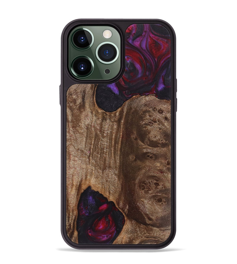 iPhone 13 Pro Max Wood+Resin Phone Case - Bruce (Red, 720172)