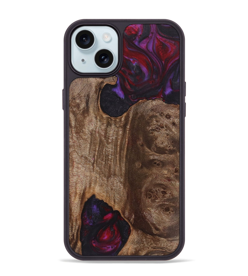 iPhone 15 Plus Wood+Resin Phone Case - Bruce (Red, 720172)