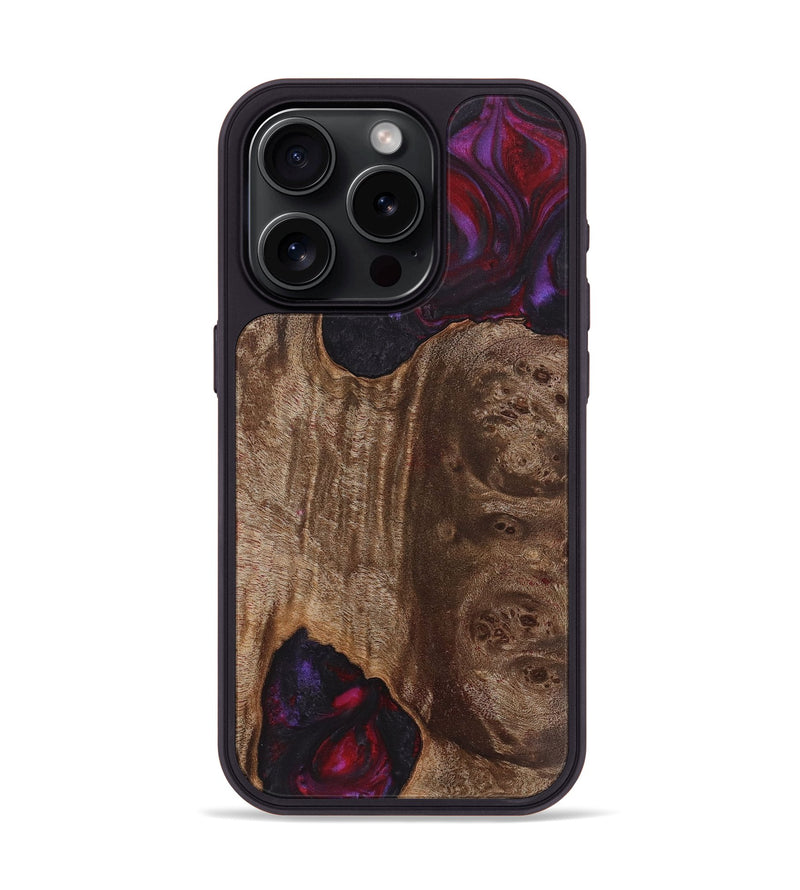 iPhone 15 Pro Wood+Resin Phone Case - Bruce (Red, 720172)