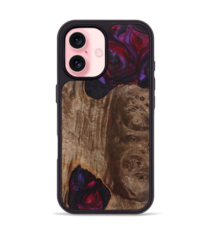 iPhone 16 Wood+Resin Phone Case - Bruce (Red, 720172)