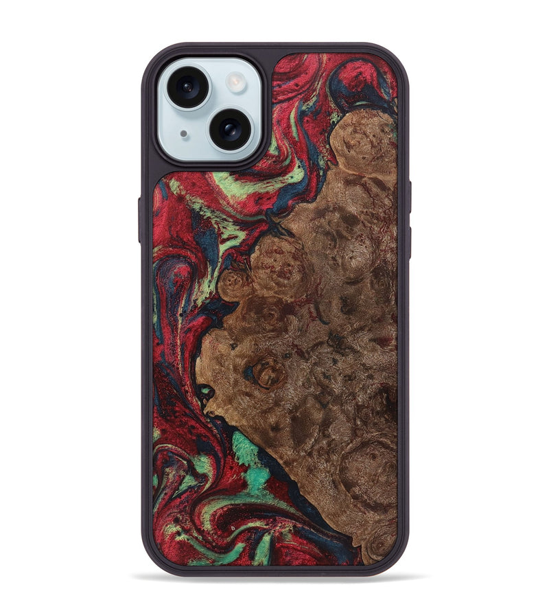 iPhone 15 Plus Wood+Resin Phone Case - Carroll (Red, 720174)