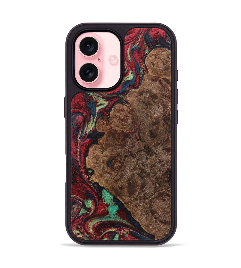 iPhone 16 Wood+Resin Phone Case - Carroll (Red, 720174)