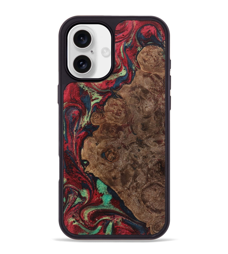 iPhone 16 Plus Wood+Resin Phone Case - Carroll (Red, 720174)