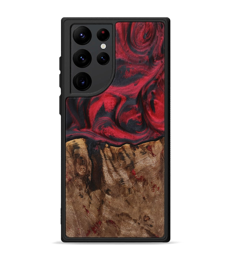 Galaxy S22 Ultra Wood+Resin Phone Case - Dan (Red, 720179)