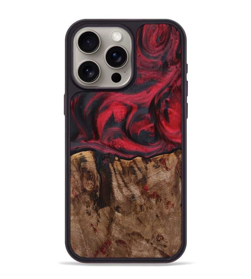 iPhone 15 Pro Max Wood+Resin Phone Case - Dan (Red, 720179)