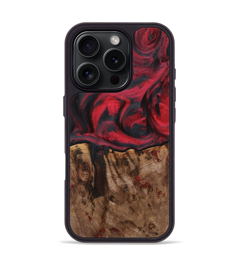 iPhone 16 Pro Wood+Resin Phone Case - Dan (Red, 720179)