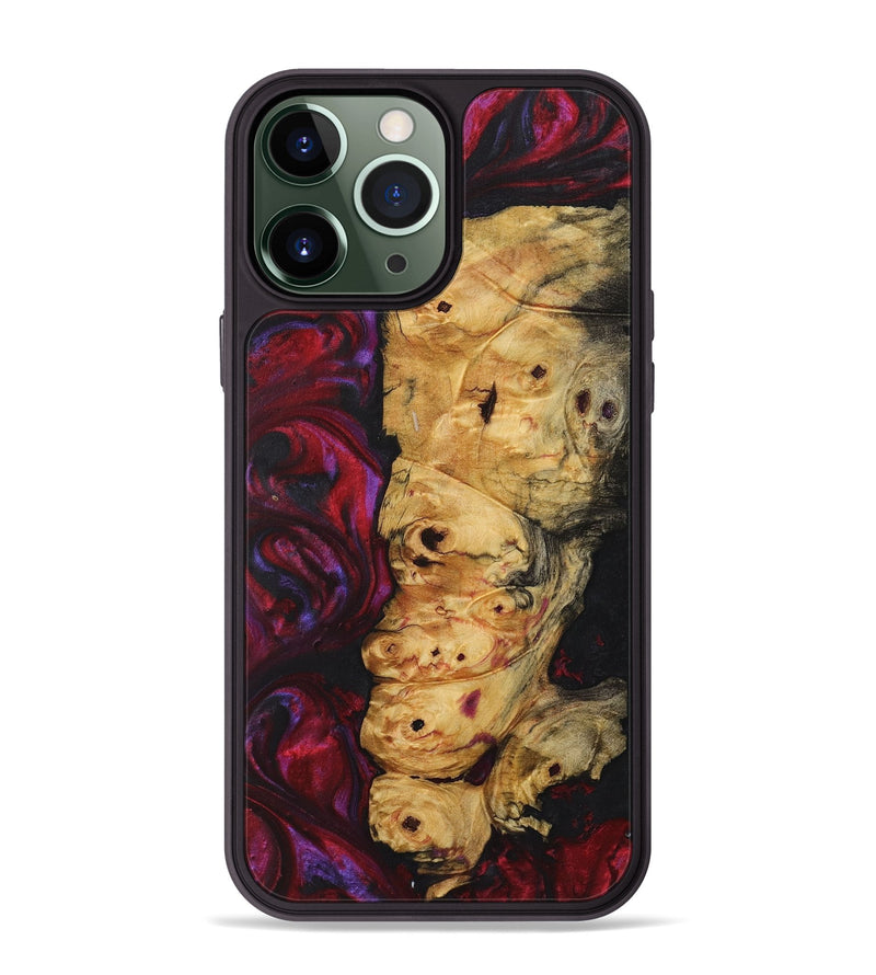 iPhone 13 Pro Max Wood+Resin Phone Case - Beth (Red, 720185)