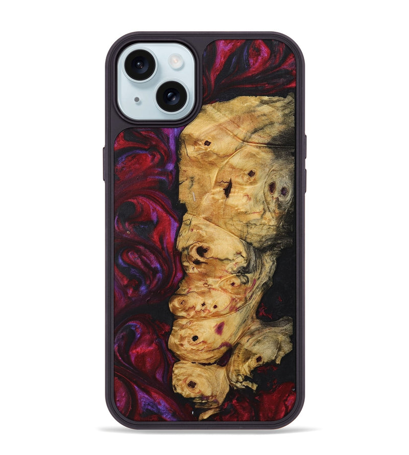 iPhone 15 Plus Wood+Resin Phone Case - Beth (Red, 720185)