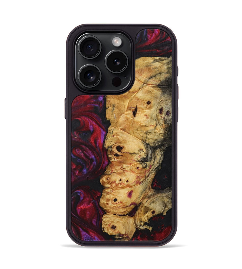 iPhone 15 Pro Wood+Resin Phone Case - Beth (Red, 720185)