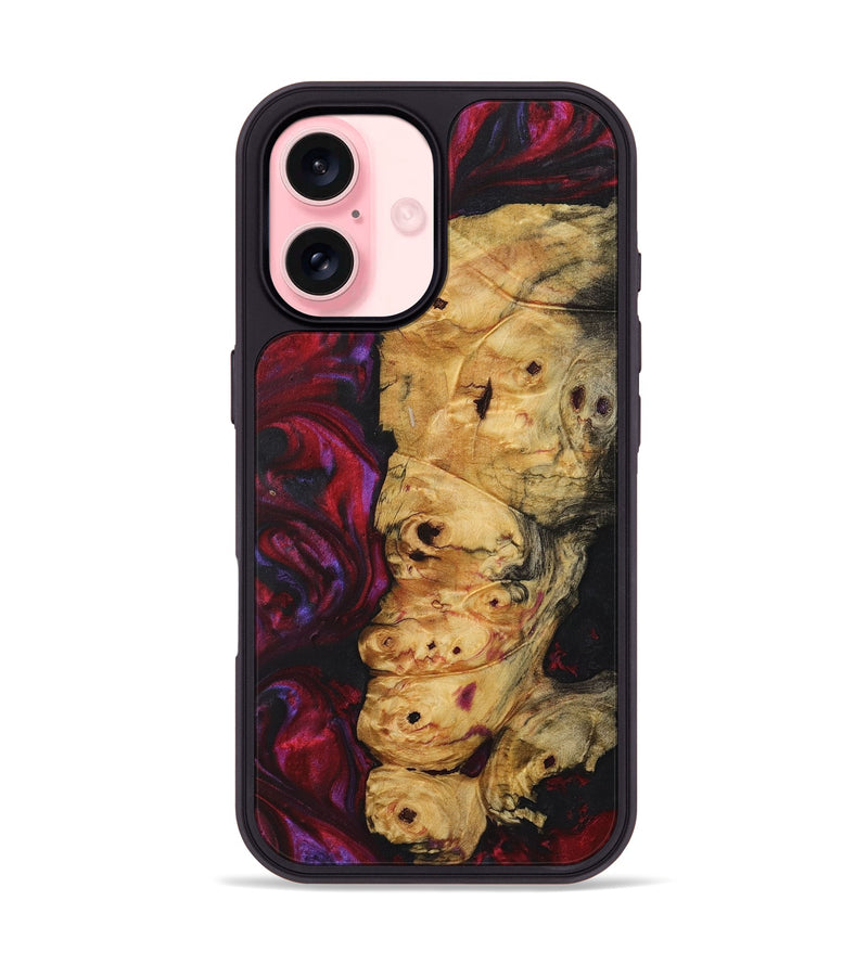 iPhone 16 Wood+Resin Phone Case - Beth (Red, 720185)