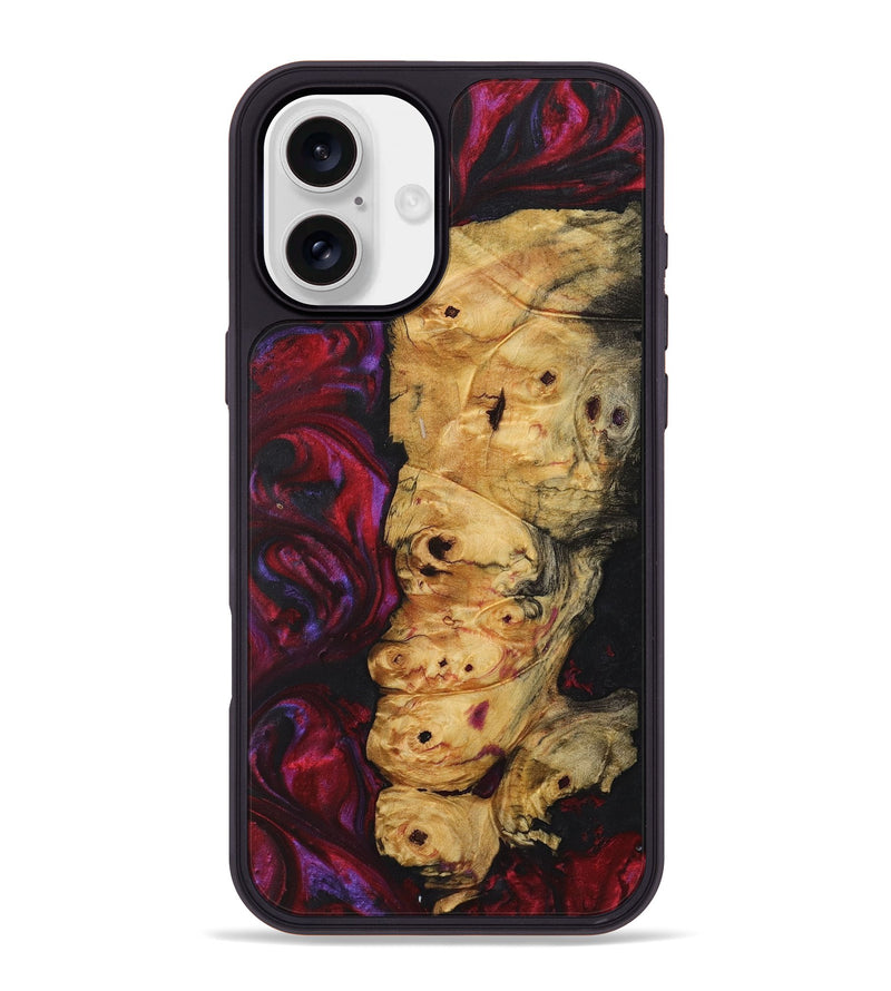 iPhone 16 Plus Wood+Resin Phone Case - Beth (Red, 720185)