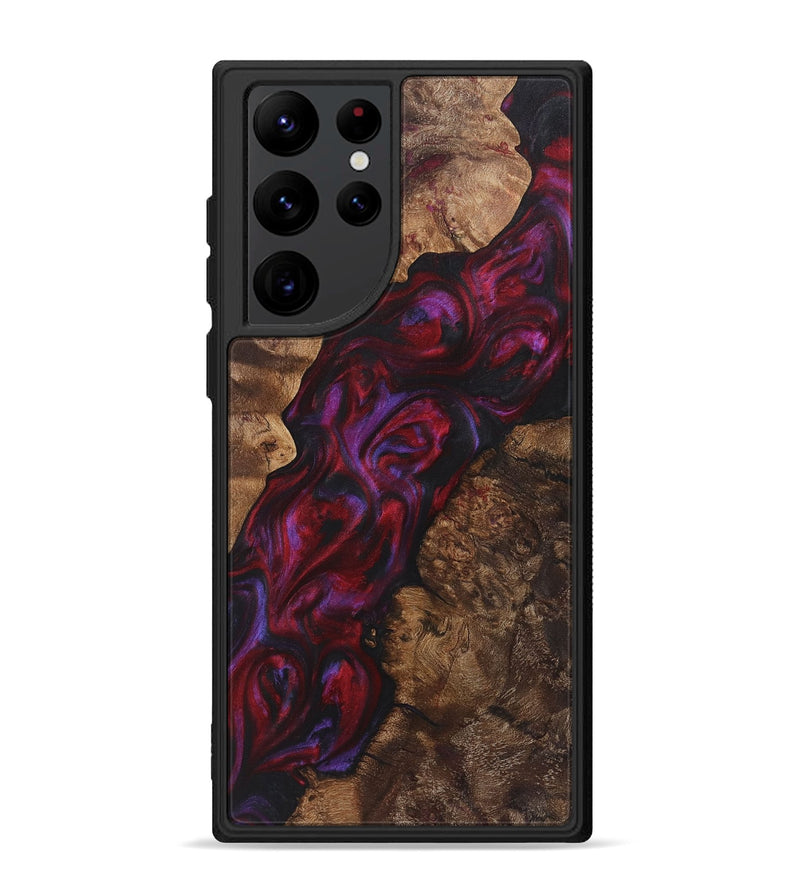 Galaxy S22 Ultra Wood+Resin Phone Case - Janelle (Red, 720186)