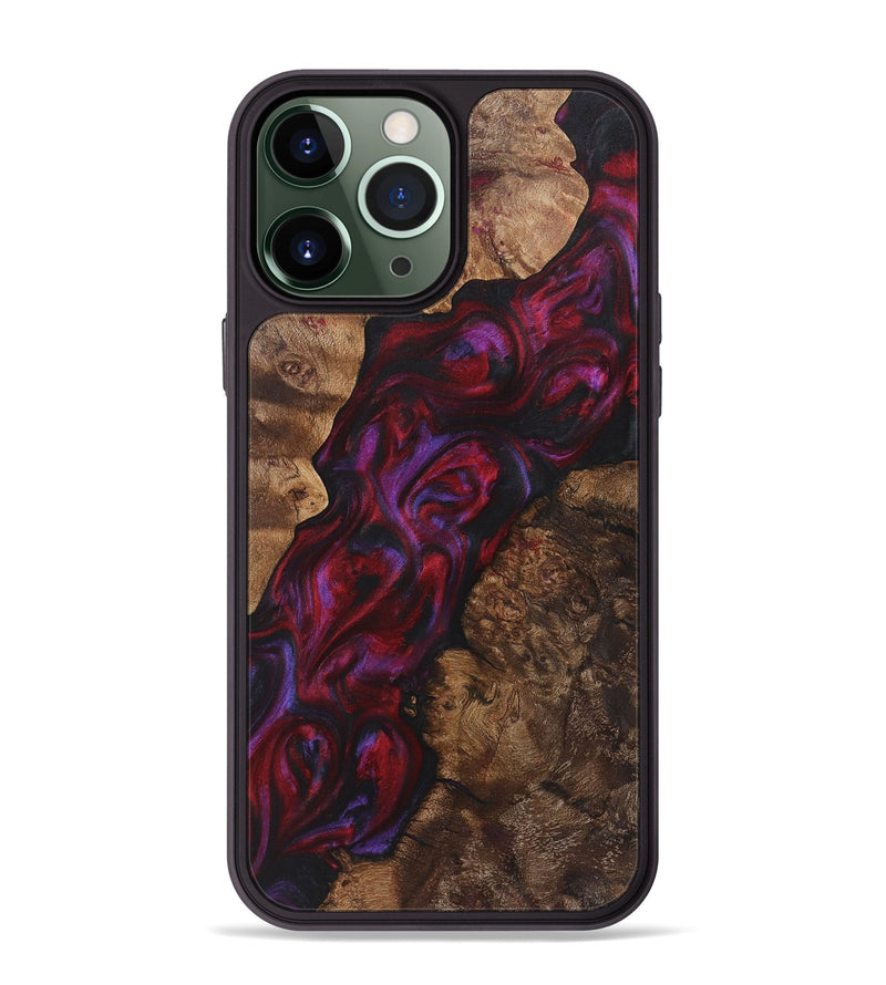 iPhone 13 Pro Max Wood+Resin Phone Case - Janelle (Red, 720186)