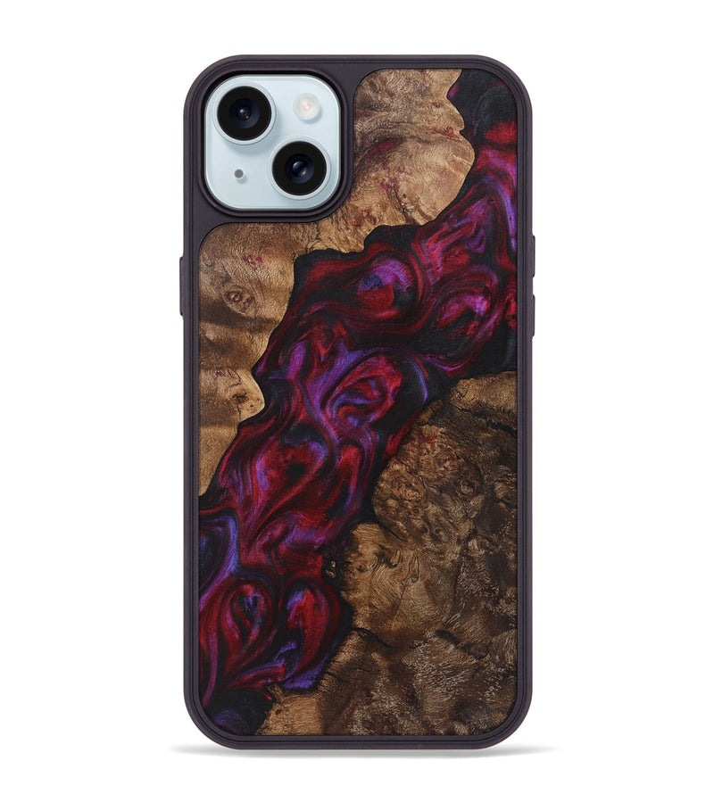 iPhone 15 Plus Wood+Resin Phone Case - Janelle (Red, 720186)