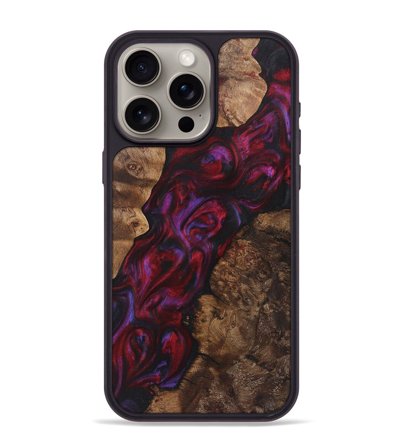 iPhone 15 Pro Max Wood+Resin Phone Case - Janelle (Red, 720186)