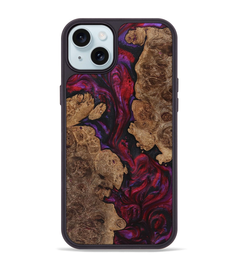 iPhone 15 Plus Wood+Resin Phone Case - Andrew (Red, 720187)