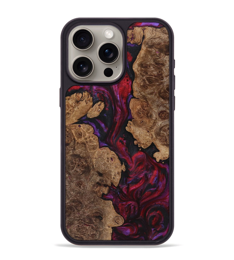 iPhone 15 Pro Max Wood+Resin Phone Case - Andrew (Red, 720187)