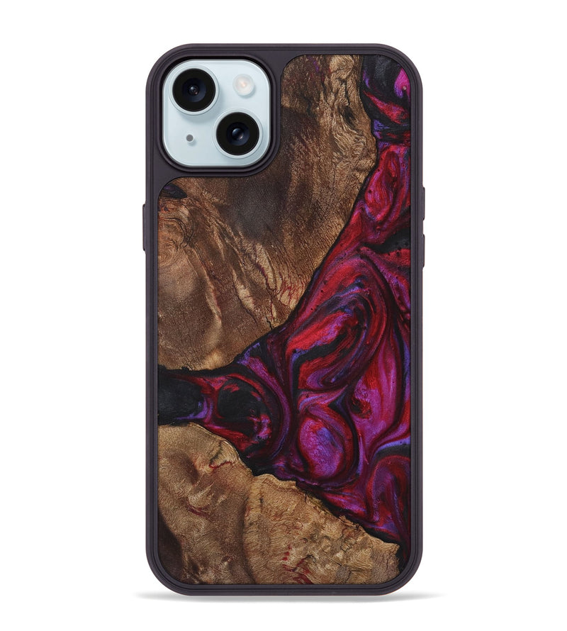 iPhone 15 Plus Wood+Resin Phone Case - Jamie (Red, 720189)