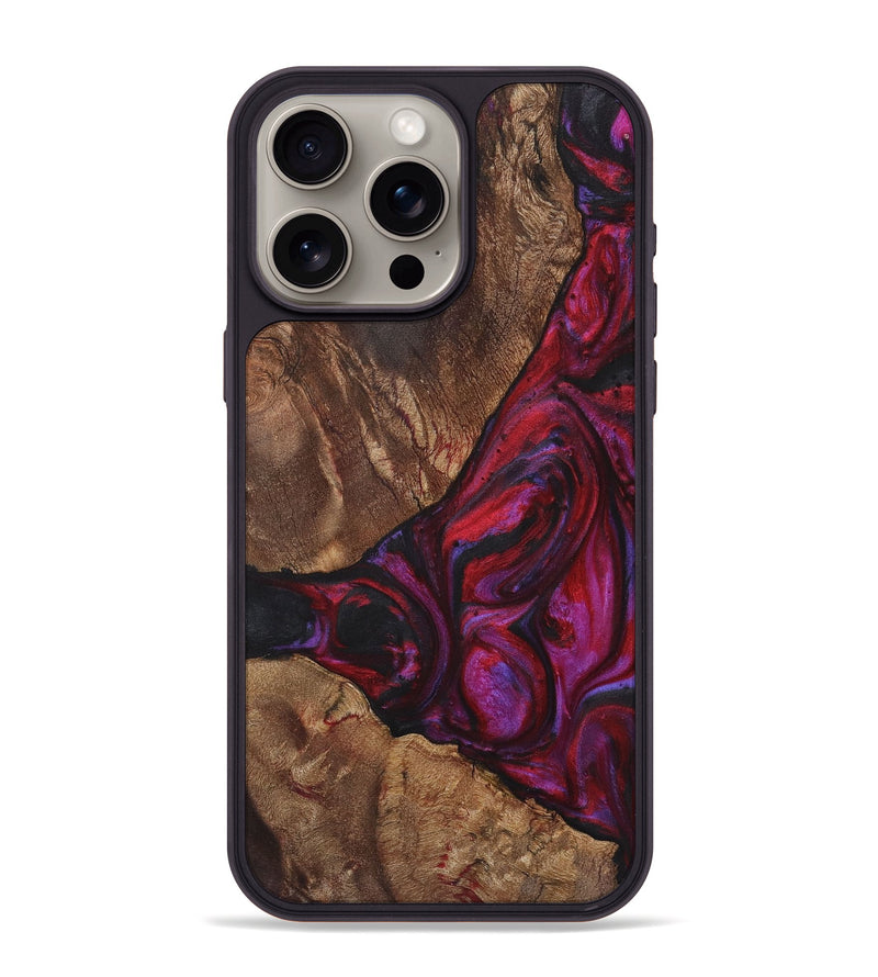 iPhone 15 Pro Max Wood+Resin Phone Case - Jamie (Red, 720189)