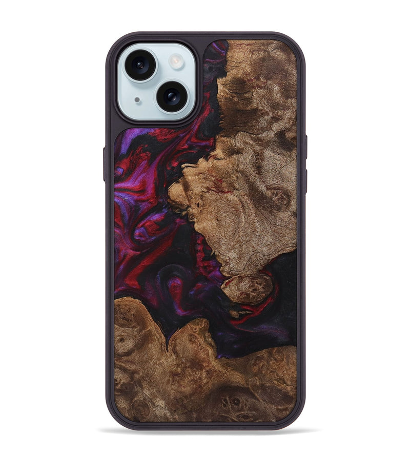 iPhone 15 Plus Wood+Resin Phone Case - Kaitlyn (Red, 720191)